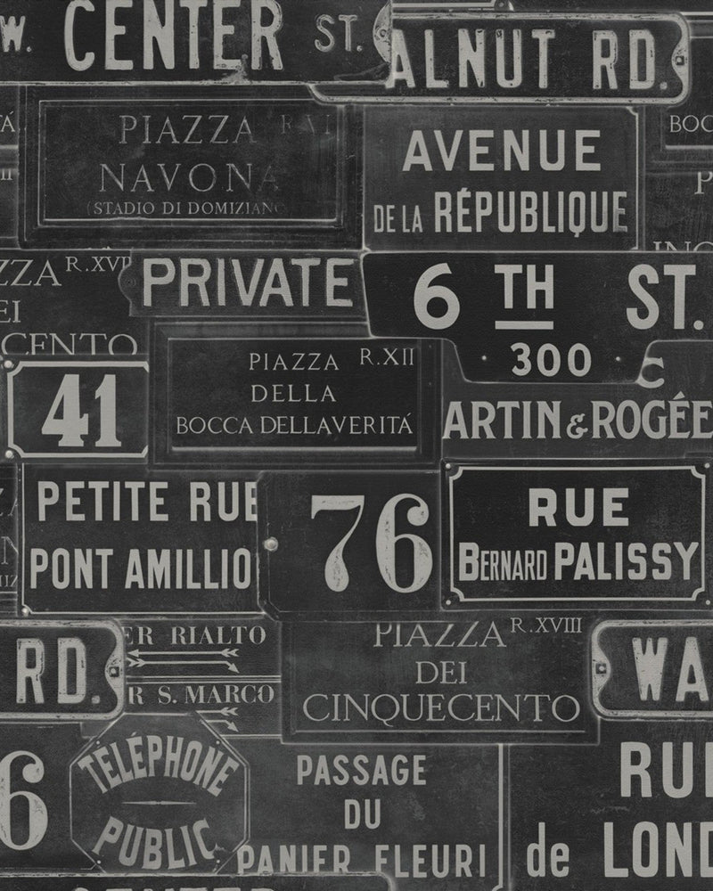 Mind The Gap - VINTAGE SIGNS Anthracite Premium Wallpaper - WP20037