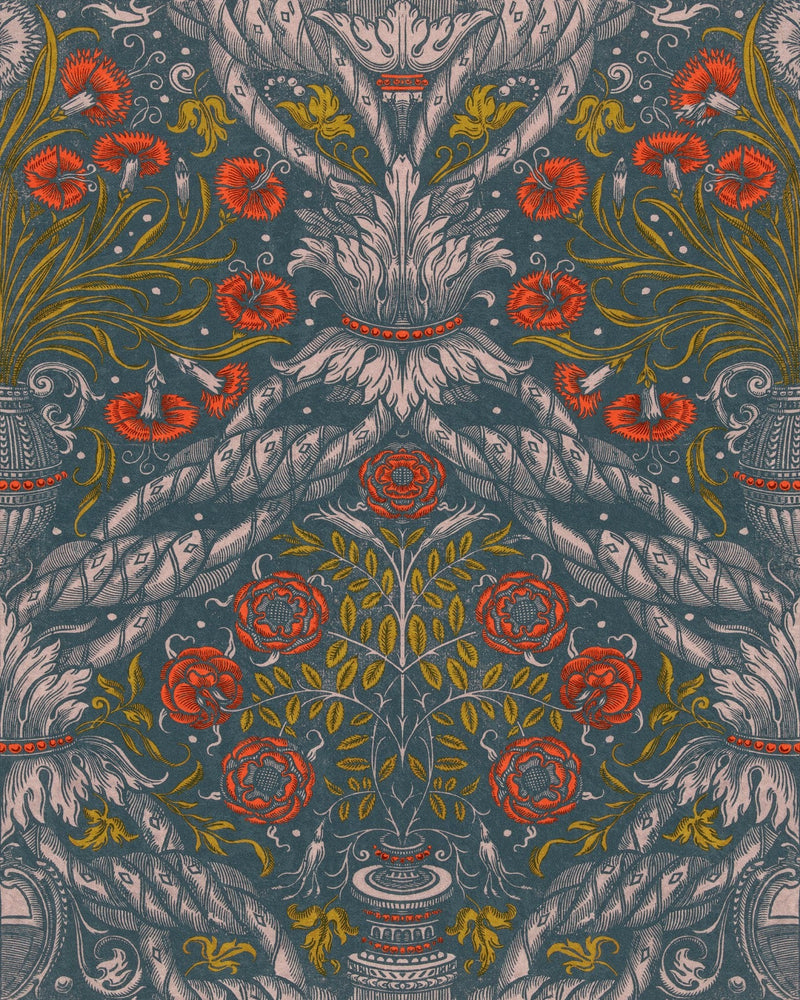 Mind The Gap - FLORAL ORNAMENT Scarlet Wallpaper - WP20471