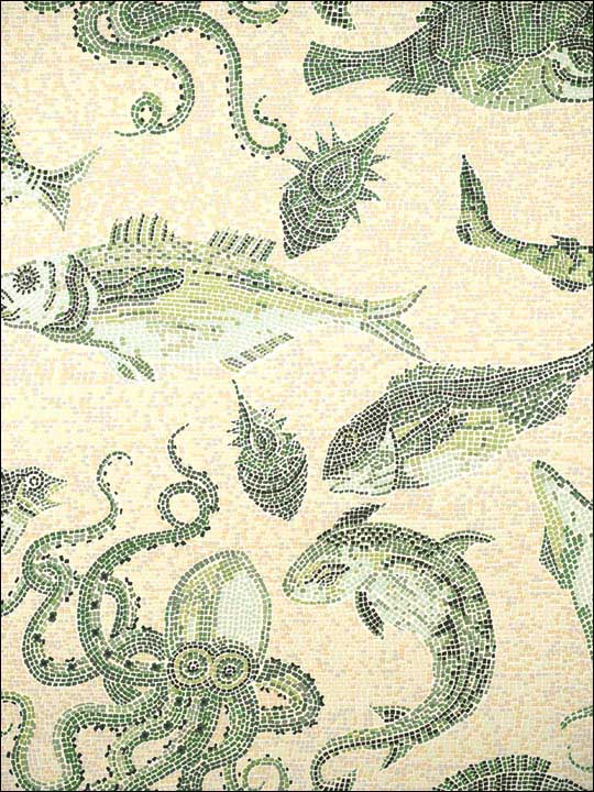 Scalamandre SC0005WP81545 Mikonos Green and Eggshell Wallpaper