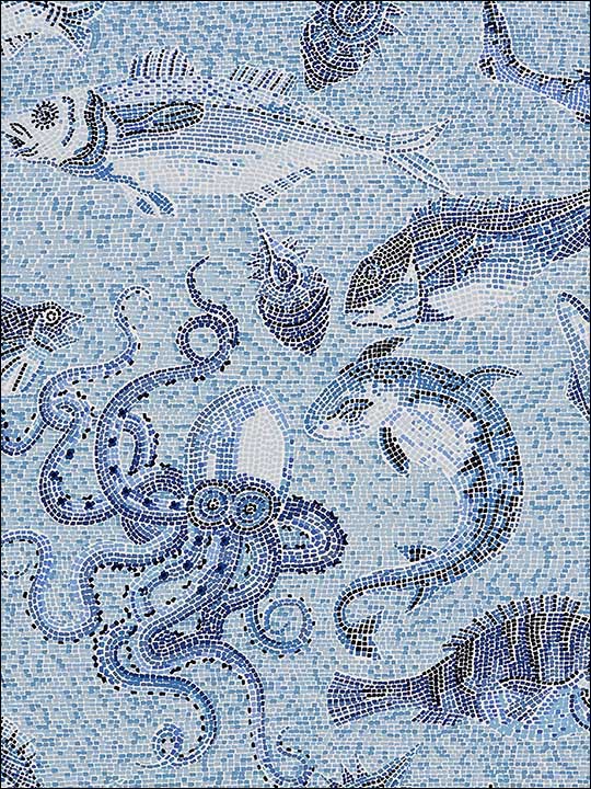 Scalamandre SC0007WP81545 Mikonos Blue Wallpaper