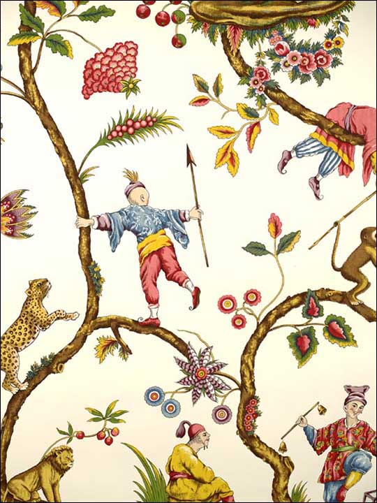 Scalamandre SC0001WP81547 Chinoise Exotique White Wallpaper