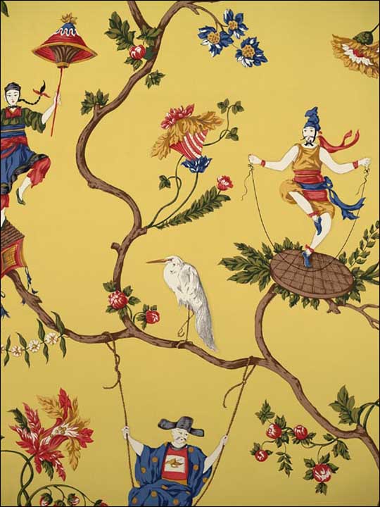 Scalamandre SC0003WP81605 Ming Circus Multi On Pollen Wallpaper