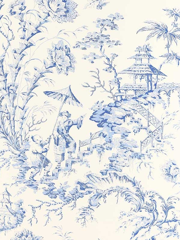 Scalamandre SC0011WP81561 Pillement Toile China Blue Wallpaper