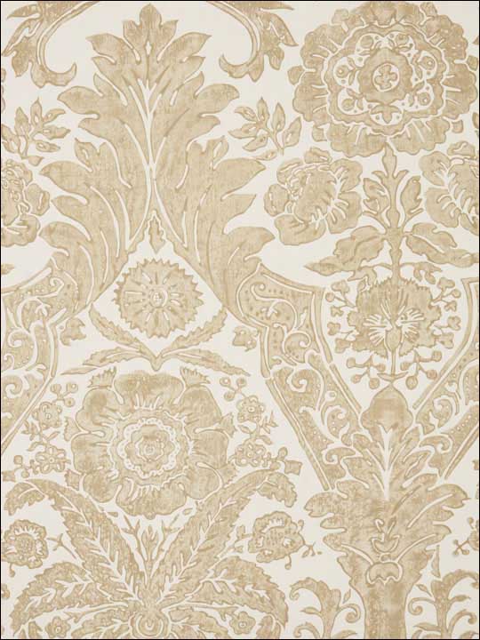 Scalamandre SC0001WP88354 Luciana Damask Print Sand Wallpaper