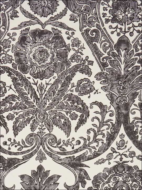Scalamandre SC0004WP88354 Luciana Damask Print Graphite Wallpaper