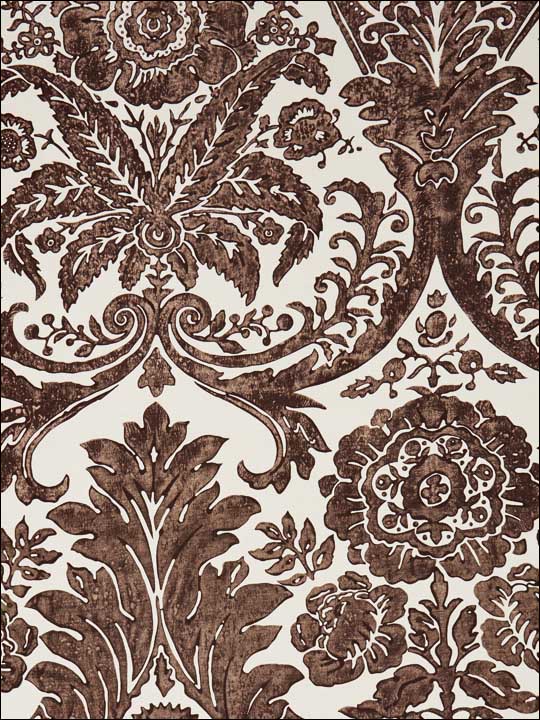 Scalamandre SC0005WP88354 Luciana Damask Print Espresso Wallpaper