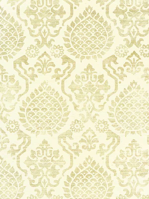 Scalamandre SC0001WP88378 Surat Sisal Burnished Gold On Cream Wallpaper