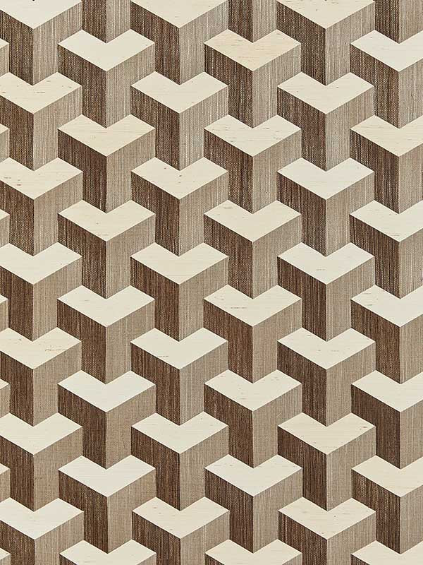 Scalamandre SC0001WP88479 Forte Sisal Coffee and Cream Wallpaper