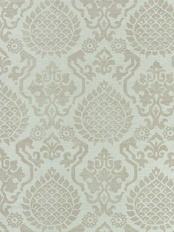 Scalamandre SC0002WP88378 Surat Sisal Burnished Gold On Mineral Wallpaper