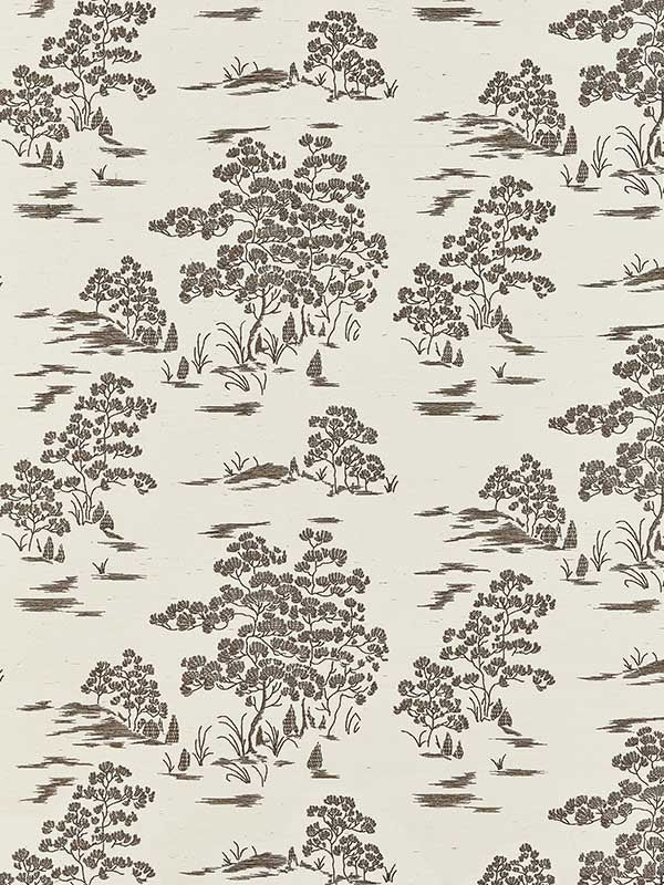 Scalamandre SC0002WP88445 Katsura Embroidered Toile Bark Wallpaper