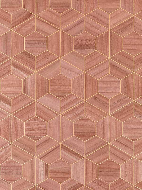 Scalamandre SC0002WP88467 Hive Wood Rosewood Wallpaper