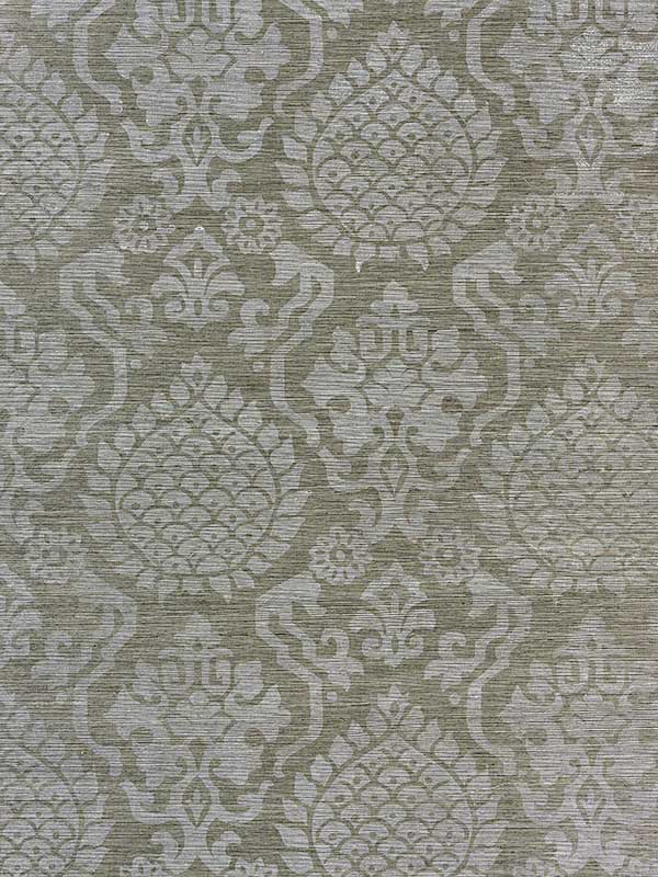 Scalamandre SC0003WP88378 Surat Sisal Silver On Pewter Wallpaper
