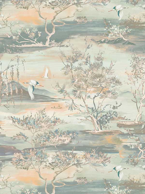 Scalamandre SC0003WP88451 Sagimai Aqua Wallpaper