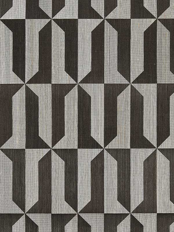 Scalamandre SC0003WP88463 Mezzo Sisal Steel and Black Pearl Wallpaper