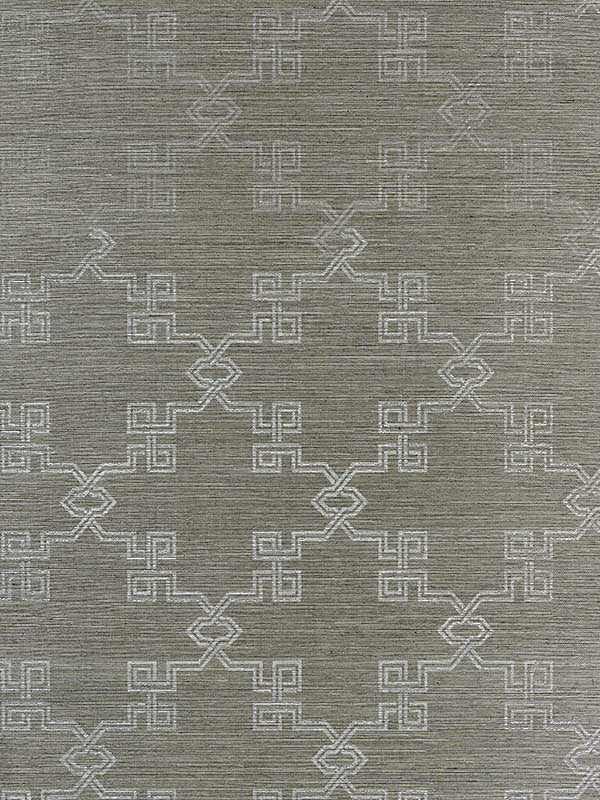 Scalamandre SC0004WP88374 Suzhou Lattice Sisal Silver On Pewter Wallpaper