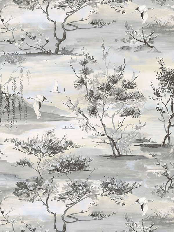 Scalamandre SC0004WP88451 Sagimai Charcoal Wallpaper