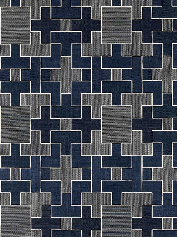 Scalamandre SC0004WP88471 Allegro Sisal Evening Blue Wallpaper