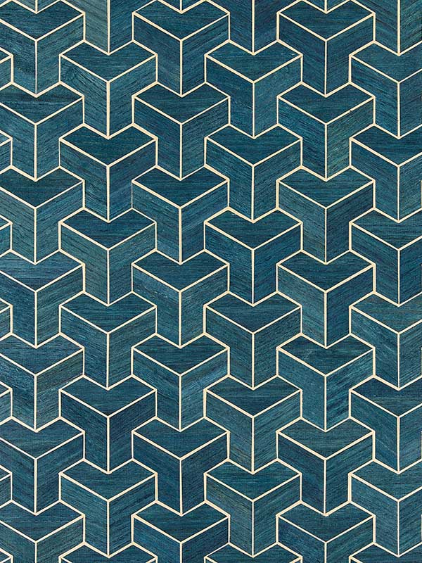 Scalamandre SC0004WP88472 Forte Wood Navy Wallpaper