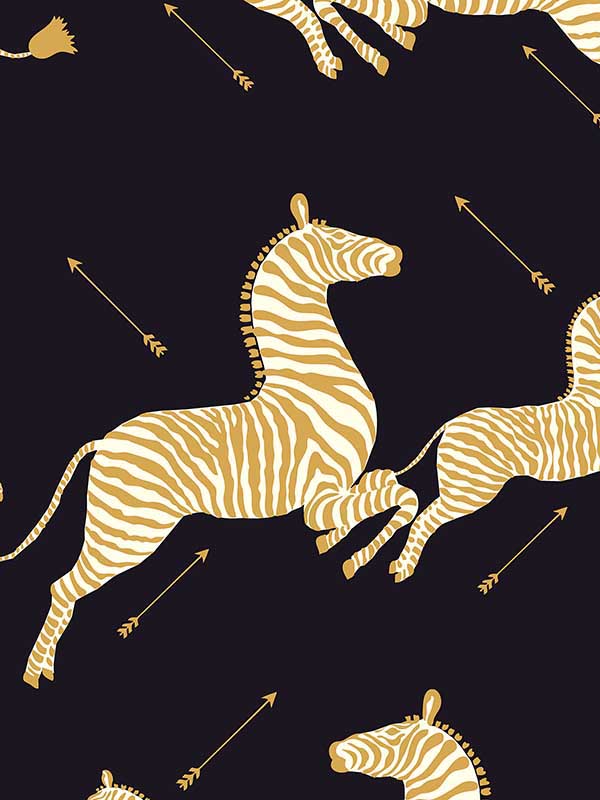 Scalamandre SC0005WP81388MV Zebras Vinyl Black Wallpaper