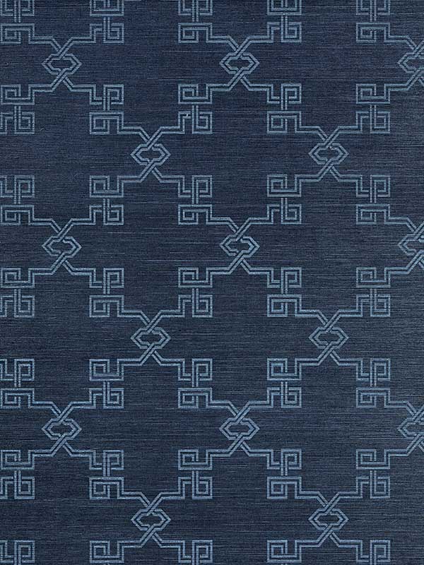 Scalamandre SC0005WP88374 Suzhou Lattice Sisal Midnight Wallpaper