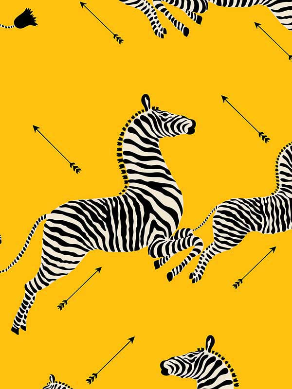Scalamandre SC0006WP81388M Zebras Wallpaper Yellow Wallpaper