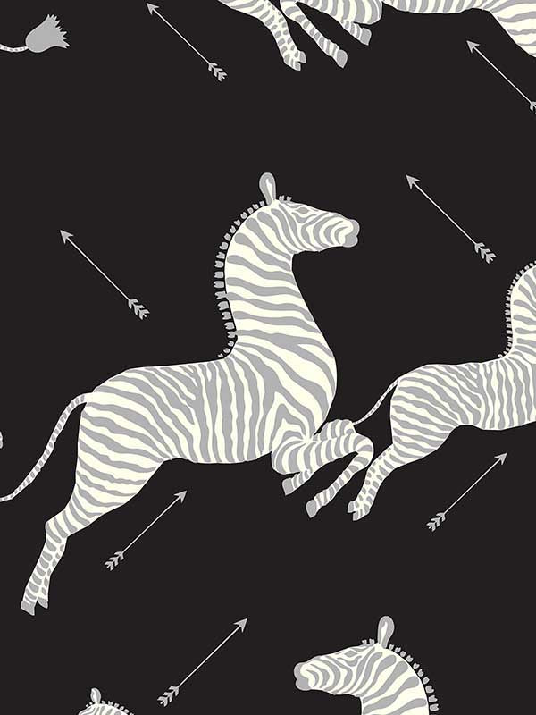 Scalamandre SC0009WP81388M Zebras Wallpaper Black and Silver Wallpaper