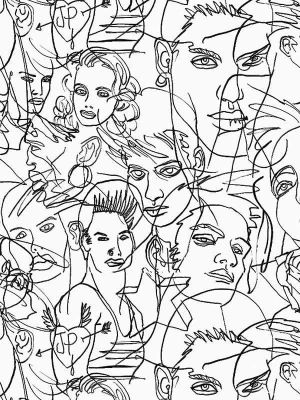 Scalamandre WH000013322 Croquis Ecru Noir Wallpaper