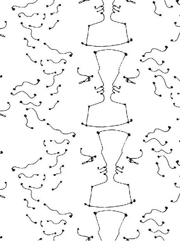 Scalamandre WH000016464 Tete A Tete Ivoire Noir Wallpaper