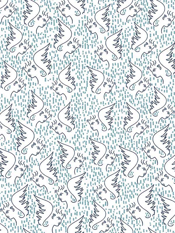 Scalamandre WH000016466 Figure Dange Bleu Wallpaper