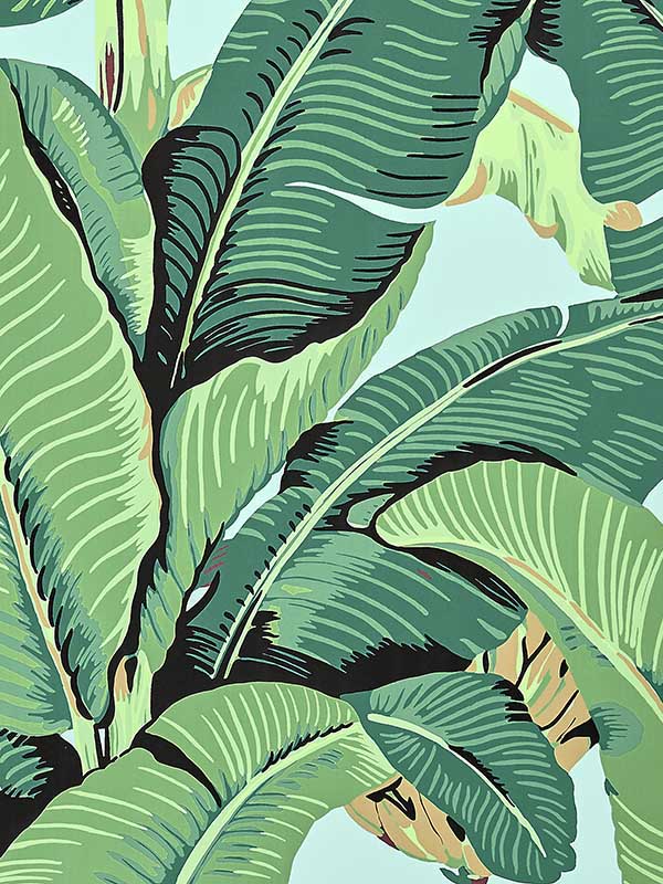 Scalamandre WHN000244000 Hinson Palm Wide Width Sky Wallpaper