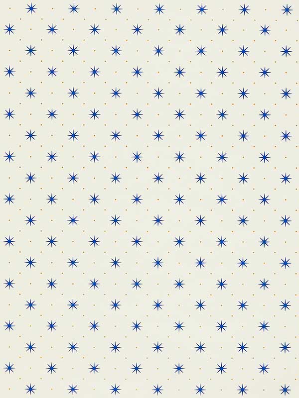 Scalamandre WHN000BP1003 Trixie Blue and Gold On White Wallpaper
