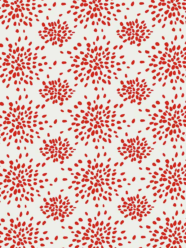 Scalamandre WHN000RP1020 Fireworks Red On White Wallpaper