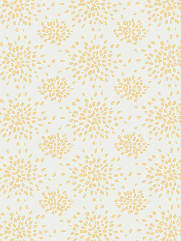 Scalamandre WHN000YP1020 Fireworks Yellow On White Wallpaper