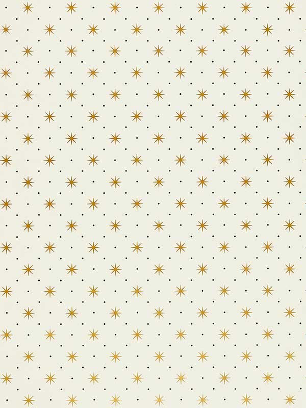 Scalamandre WHN00YYP1003 Trixie Gold Black On White Wallpaper