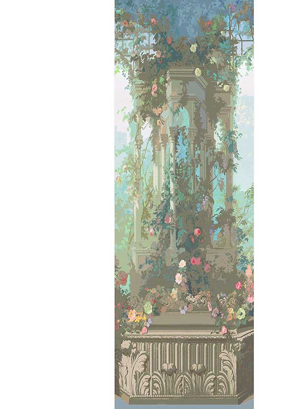 Scalamandre WNM0001JARP Jardin Defosse Dyptich Chantilly Pergola Panel Wallpaper