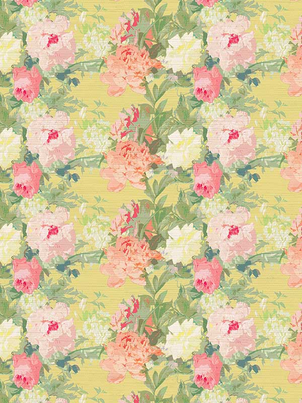 Scalamandre WNM0002FLEU Les Fleurs Lemon Wallpaper