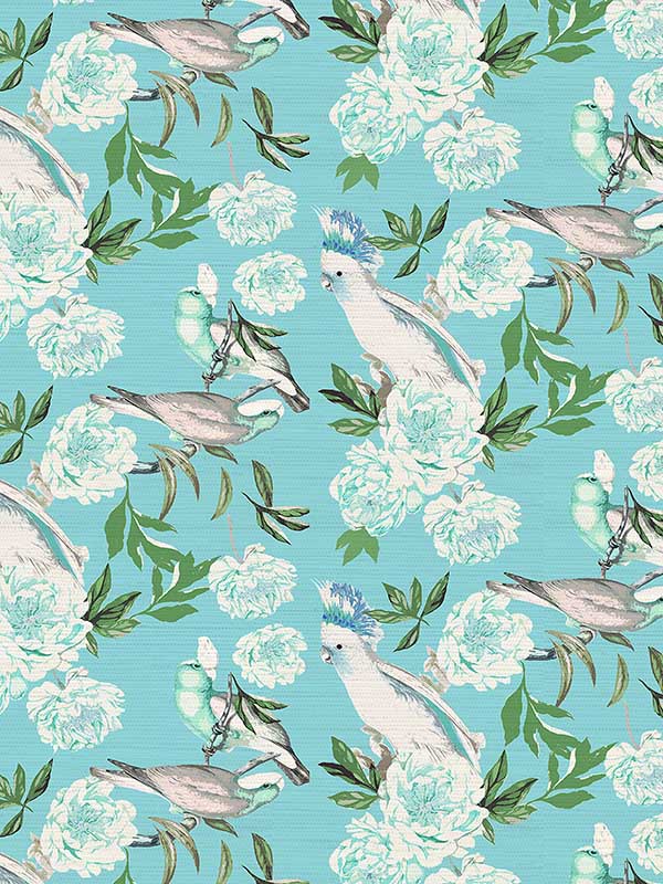 Scalamandre WNM0002PEON Peony Inspira Azur Wallpaper