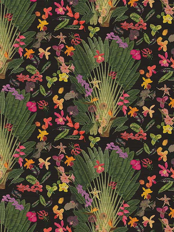 Scalamandre WNM0002TROP Fantasy Tropical Black Wallpaper