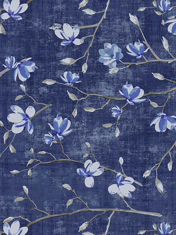 Scalamandre WNM0003BLOO Bloom Delft Blue Wallpaper
