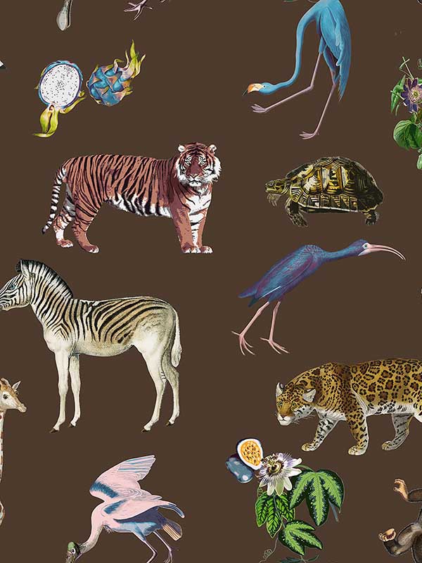 Scalamandre WNM0004EXOT Exotix Brown Wallpaper