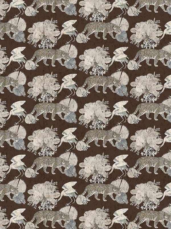 Scalamandre WNM0005LEOP Leopard Walk Chocolate Wallpaper