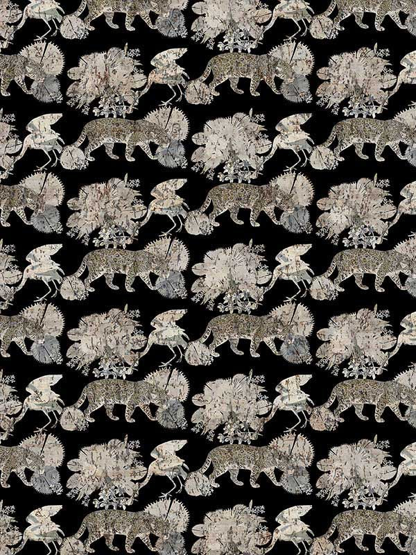 Scalamandre WNM0006LEOP Leopard Walk Black Wallpaper