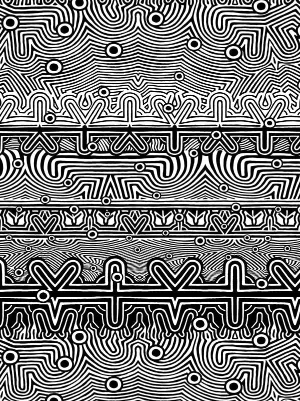 Scalamandre WH000013336 Nouvelle Vague Noir and Blanc Wallpaper