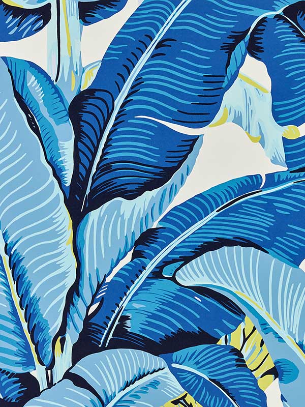 Scalamandre WHN000344000M Hinson Palm Blue Lagoon Wallpaper