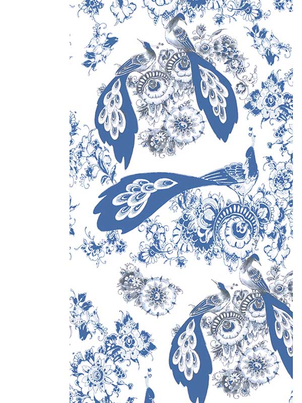 Scalamandre WNM0001BLOM Bloemdecor White Wallpaper