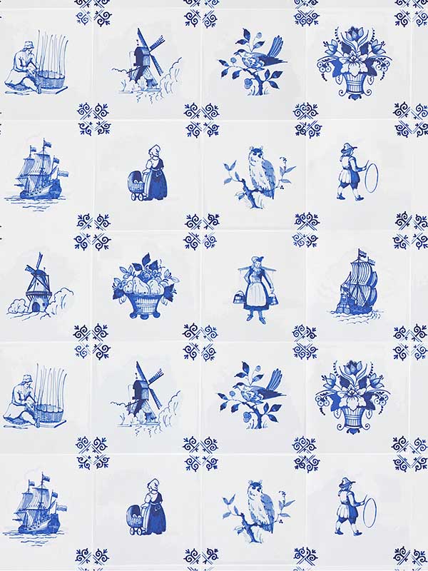 Scalamandre WNM0001TILE Tile Play Blue Wallpaper