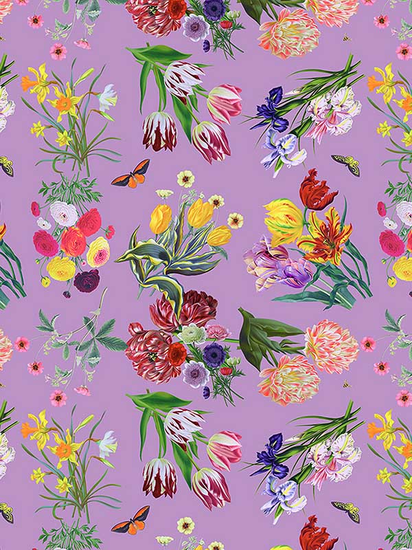 Scalamandre WNM0002FLOR Flora and Fauna Orchid Wallpaper