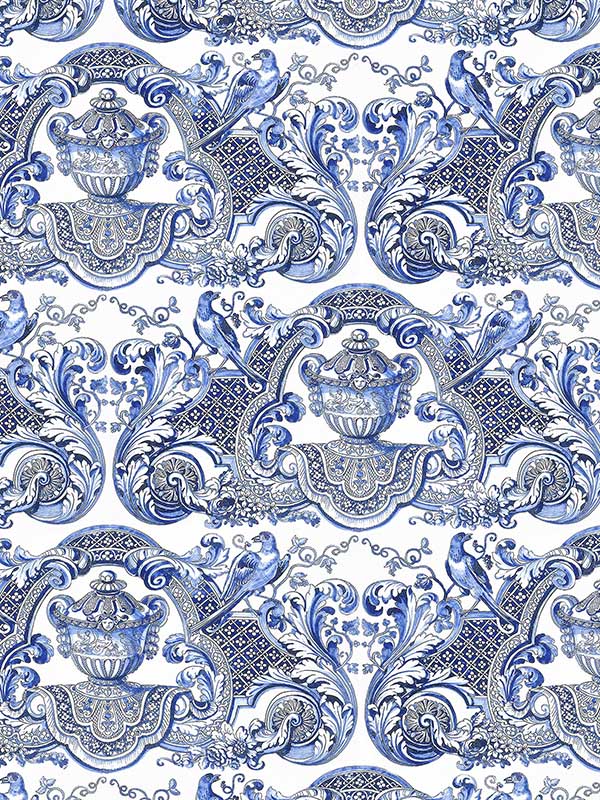 Scalamandre WNM0002WMMY William and Mary Blue Wallpaper