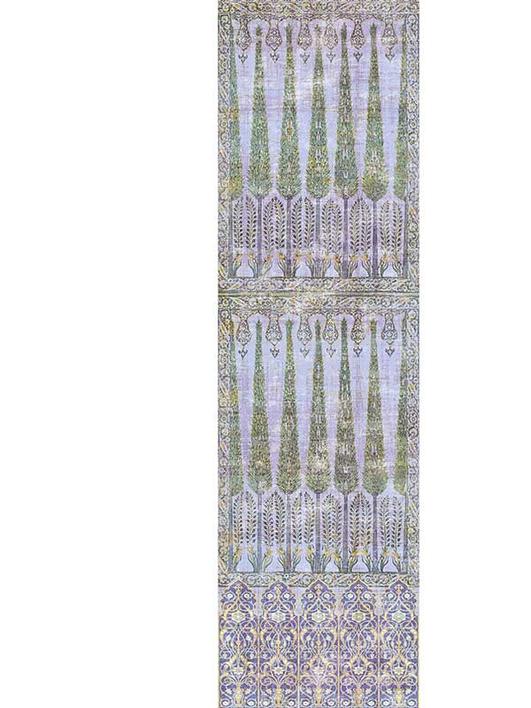 Scalamandre WNM1017TOPK Topkapi Garden Panel Gold Purple Wallpaper