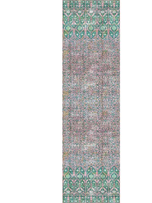 Scalamandre WNM1022IZNI Iznik Overdye Panel Green Pink Wallpaper